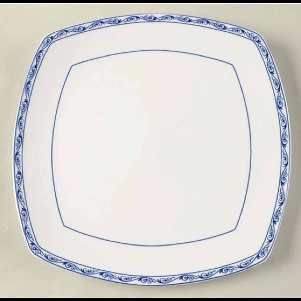 Porcelain Dinner plate Mandarin blue square by Ralph Lauren Home.